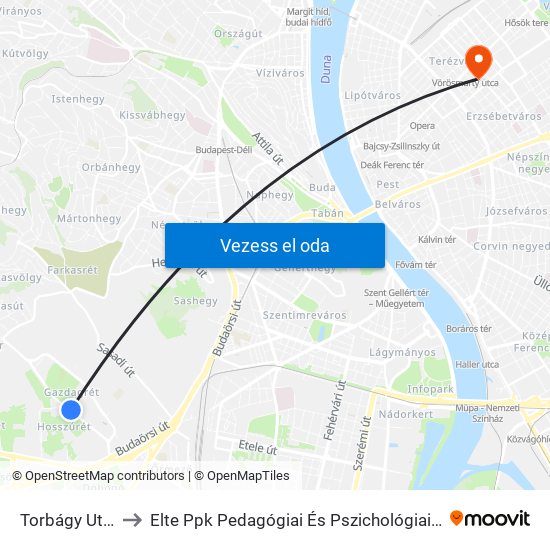 Torbágy Utca to Elte Ppk Pedagógiai És Pszichológiai Kar map