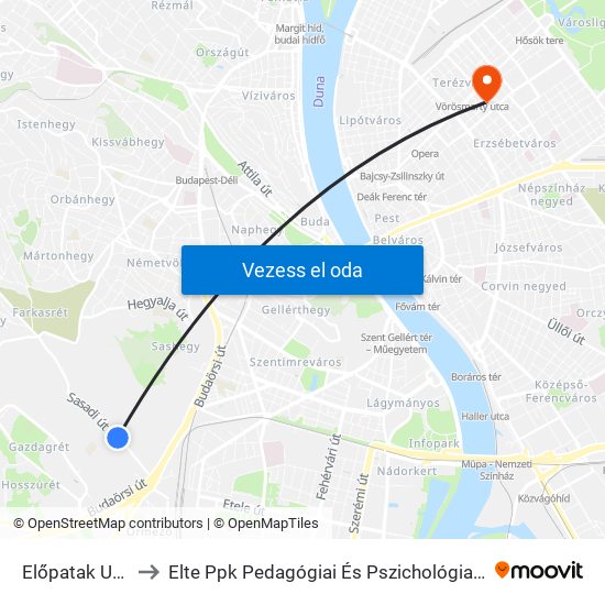 Előpatak Utca to Elte Ppk Pedagógiai És Pszichológiai Kar map