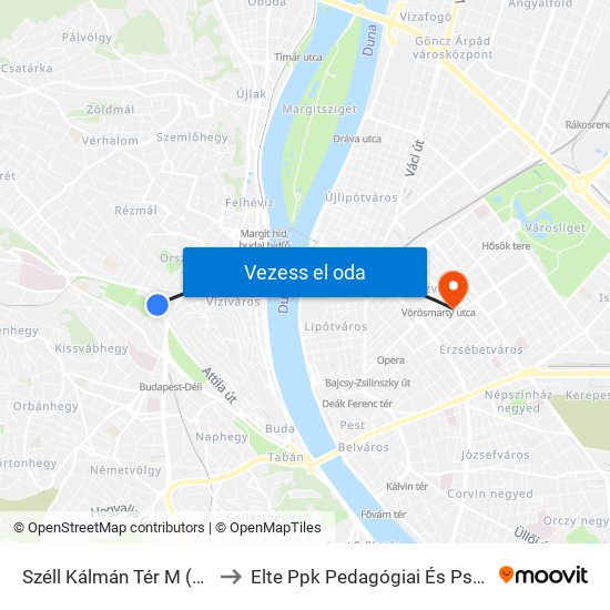 Széll Kálmán Tér M (Csaba Utca) to Elte Ppk Pedagógiai És Pszichológiai Kar map