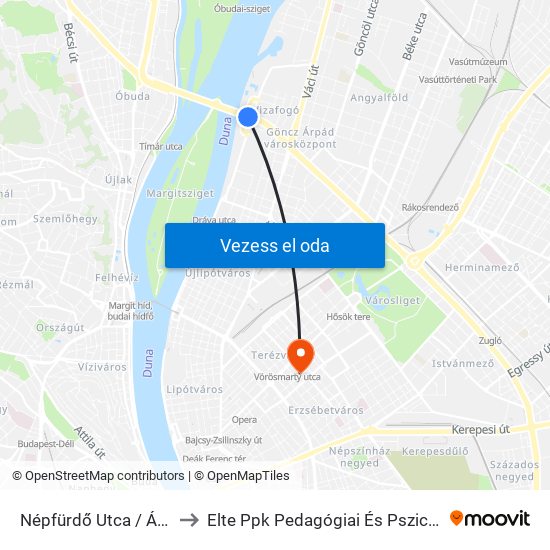 Népfürdő Utca / Árpád Híd to Elte Ppk Pedagógiai És Pszichológiai Kar map