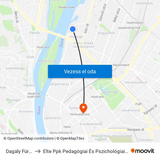 Dagály Fürdő to Elte Ppk Pedagógiai És Pszichológiai Kar map