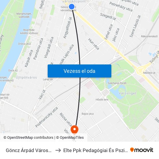 Göncz Árpád Városközpont M to Elte Ppk Pedagógiai És Pszichológiai Kar map