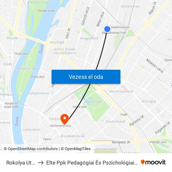 Rokolya Utca to Elte Ppk Pedagógiai És Pszichológiai Kar map