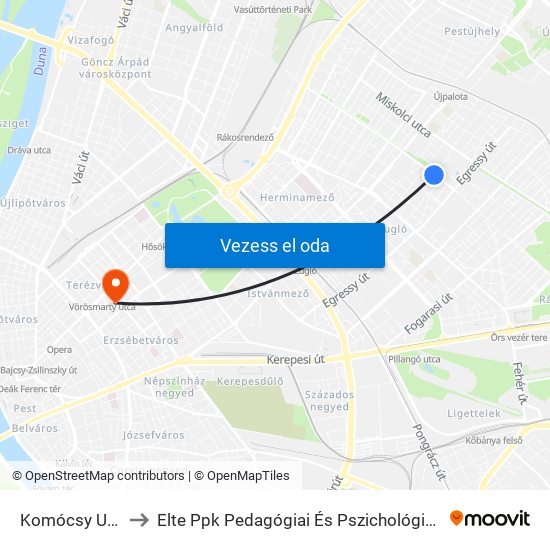 Komócsy Utca to Elte Ppk Pedagógiai És Pszichológiai Kar map