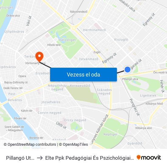 Pillangó Utca to Elte Ppk Pedagógiai És Pszichológiai Kar map