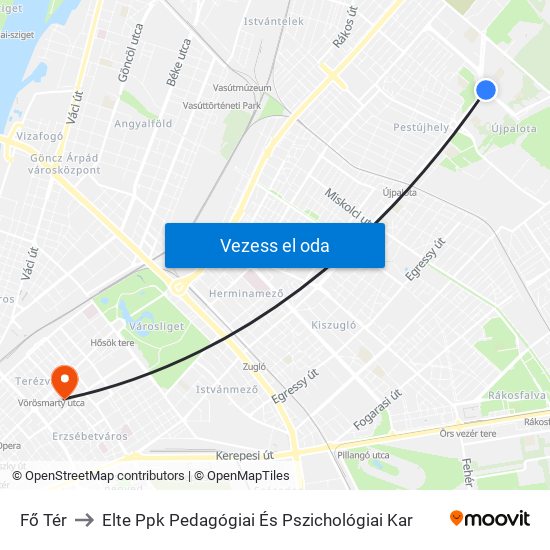 Fő Tér to Elte Ppk Pedagógiai És Pszichológiai Kar map