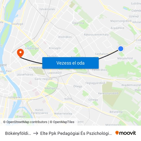 Bökényföldi Út to Elte Ppk Pedagógiai És Pszichológiai Kar map