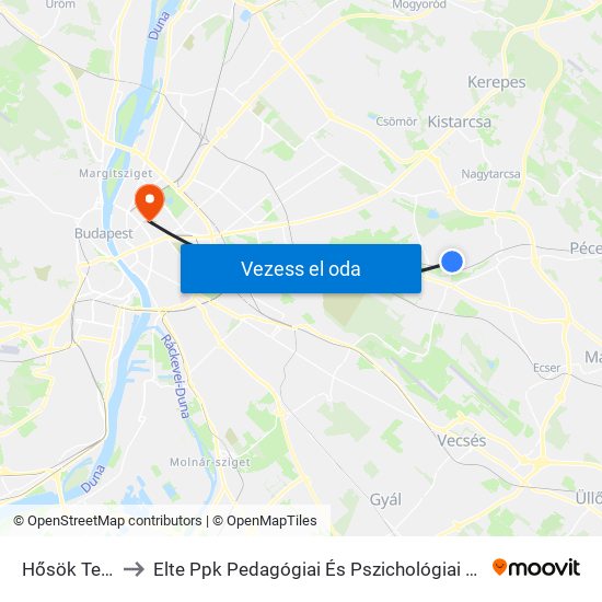 Hősök Tere to Elte Ppk Pedagógiai És Pszichológiai Kar map