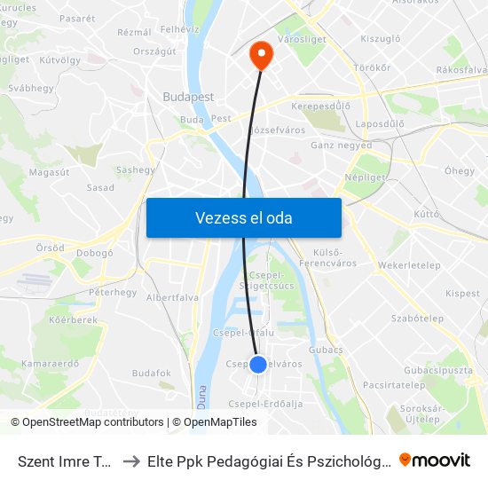 Szent Imre Tér H to Elte Ppk Pedagógiai És Pszichológiai Kar map