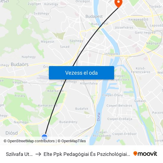 Szilvafa Utca to Elte Ppk Pedagógiai És Pszichológiai Kar map