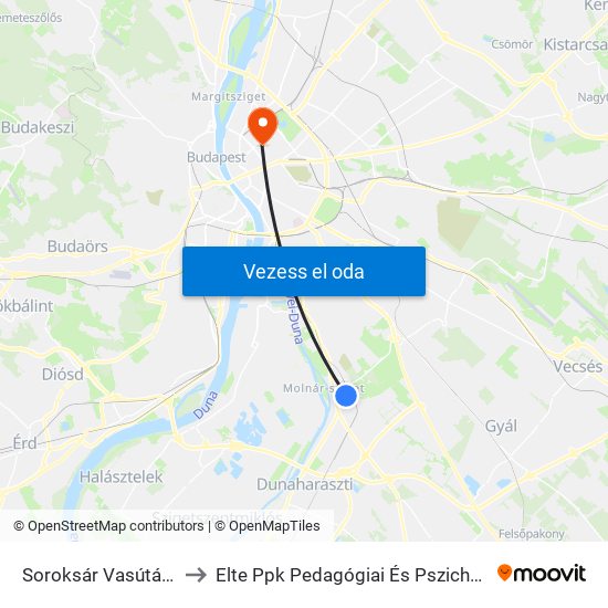 Soroksár Vasútállomás to Elte Ppk Pedagógiai És Pszichológiai Kar map