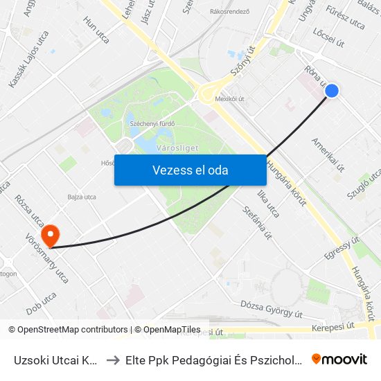 Uzsoki Utcai Kórház to Elte Ppk Pedagógiai És Pszichológiai Kar map