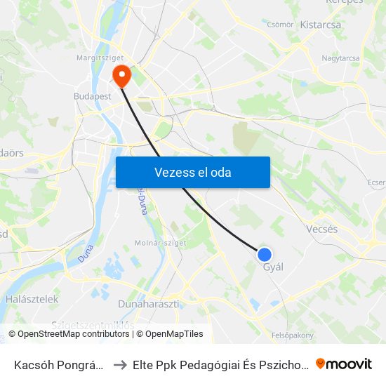 Kacsóh Pongrác Utca to Elte Ppk Pedagógiai És Pszichológiai Kar map