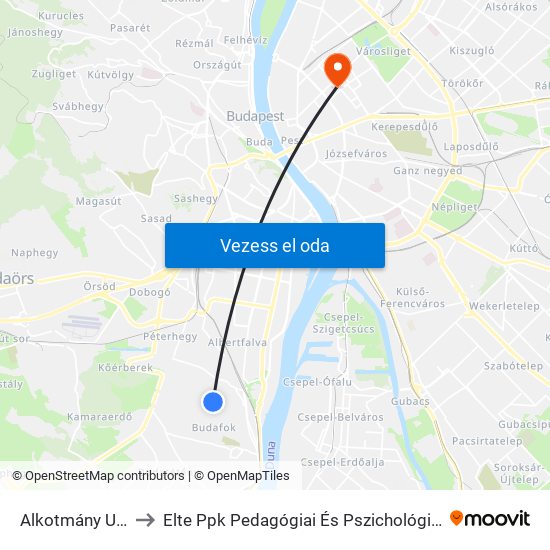 Alkotmány Utca to Elte Ppk Pedagógiai És Pszichológiai Kar map