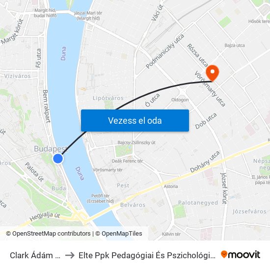 Clark Ádám Tér to Elte Ppk Pedagógiai És Pszichológiai Kar map