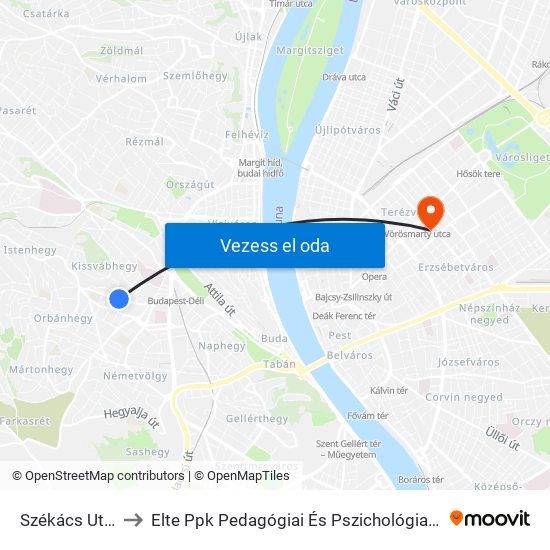 Székács Utca to Elte Ppk Pedagógiai És Pszichológiai Kar map