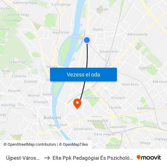 Újpest-Városkapu to Elte Ppk Pedagógiai És Pszichológiai Kar map