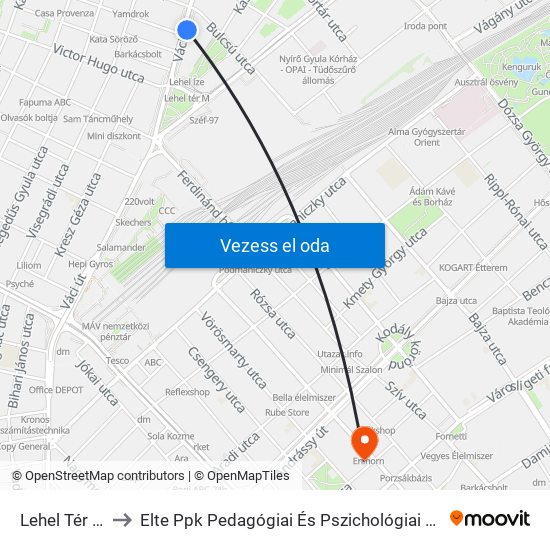 Lehel Tér M to Elte Ppk Pedagógiai És Pszichológiai Kar map