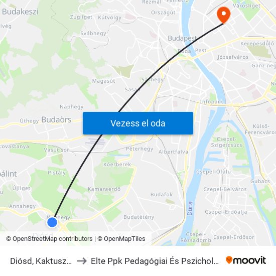 Diósd, Kaktusz Utca to Elte Ppk Pedagógiai És Pszichológiai Kar map