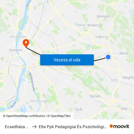 Ecsedháza Köz to Elte Ppk Pedagógiai És Pszichológiai Kar map