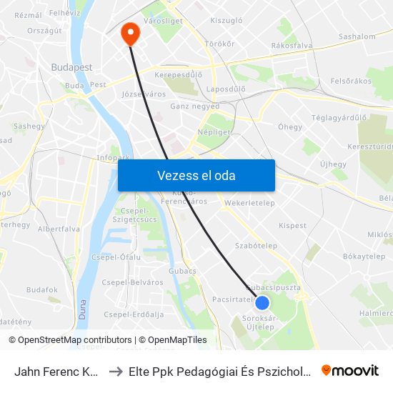 Jahn Ferenc Kórház to Elte Ppk Pedagógiai És Pszichológiai Kar map