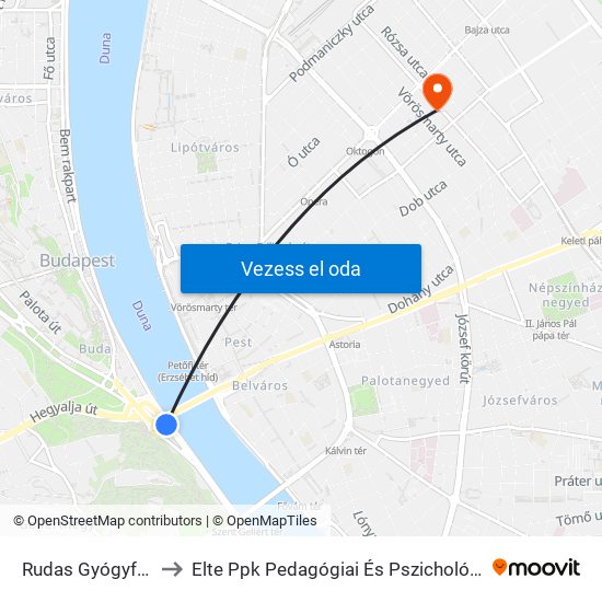 Rudas Gyógyfürdő to Elte Ppk Pedagógiai És Pszichológiai Kar map