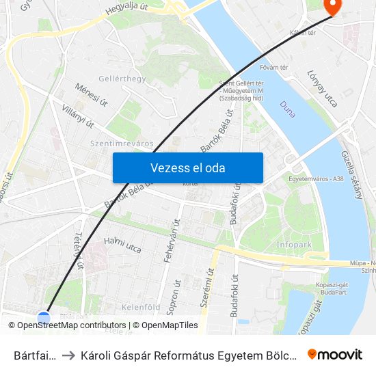 Bártfai Utca to Károli Gáspár Református Egyetem Bölcsészettudományi Kar map