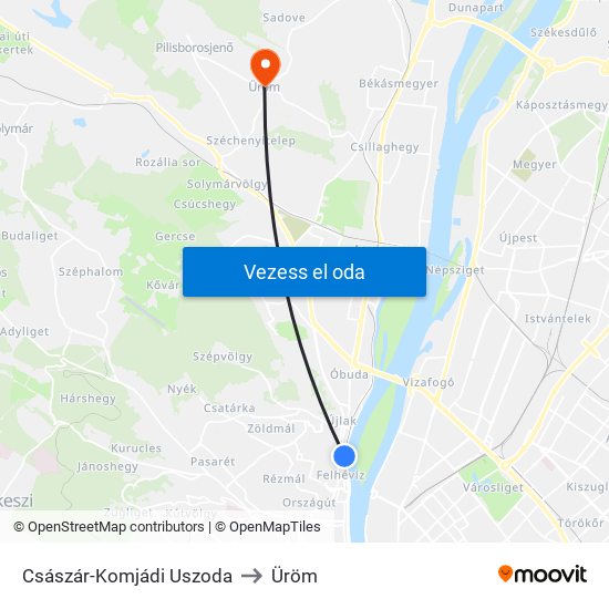 Császár-Komjádi Uszoda to Üröm map