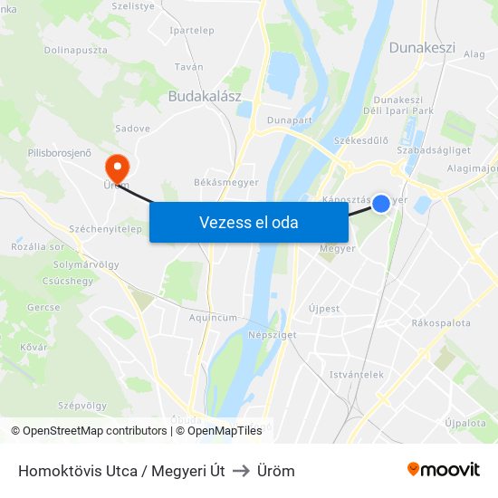 Homoktövis Utca / Megyeri Út to Üröm map
