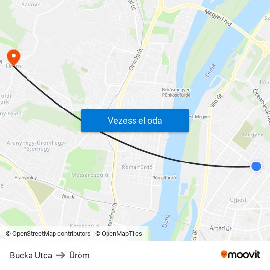 Bucka Utca to Üröm map