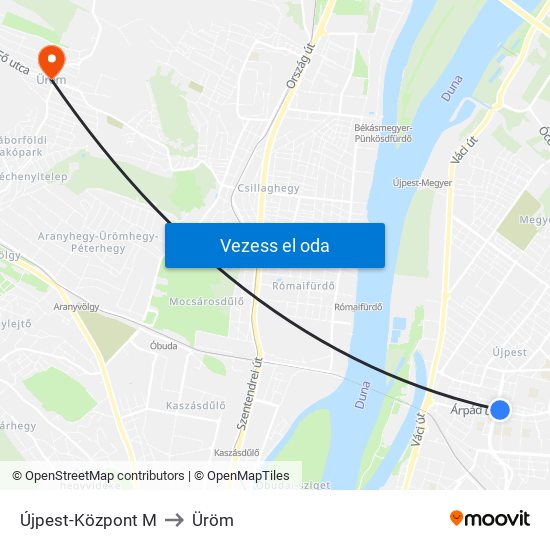 Újpest-Központ M to Üröm map