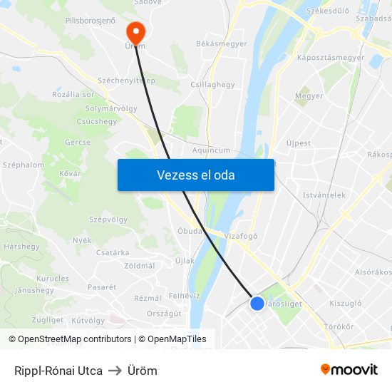 Rippl-Rónai Utca to Üröm map
