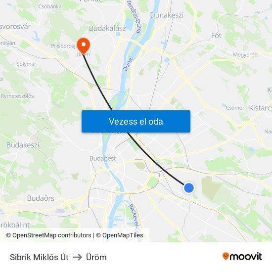 Sibrik Miklós Út to Üröm map