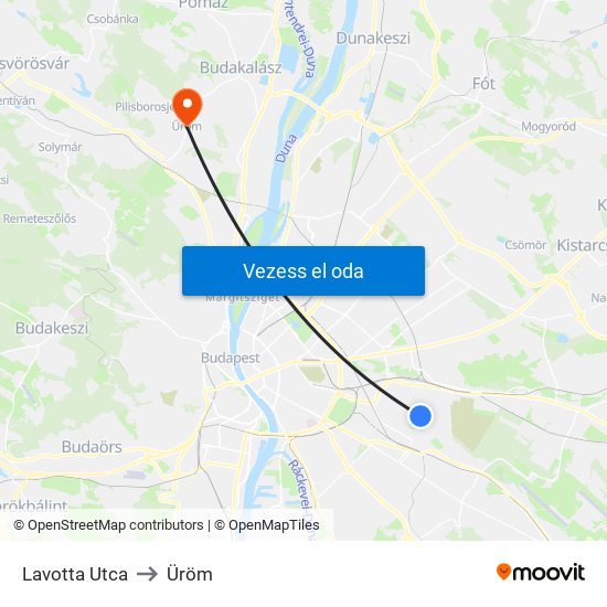 Lavotta Utca to Üröm map
