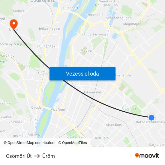 Csömöri Út to Üröm map