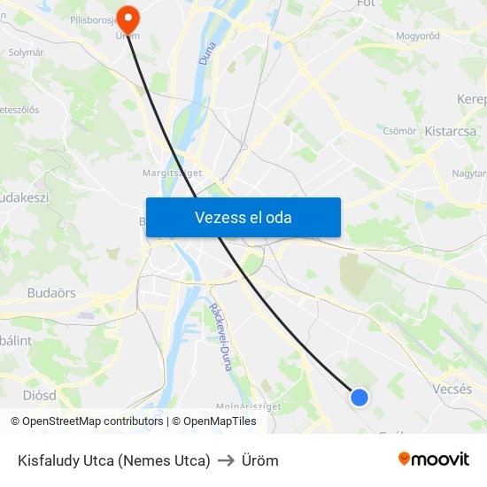 Kisfaludy Utca (Nemes Utca) to Üröm map