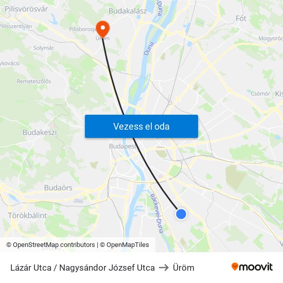 Lázár Utca / Nagysándor József Utca to Üröm map