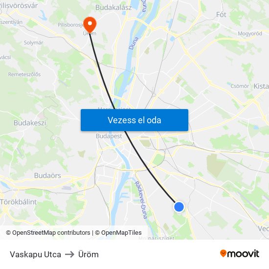 Vaskapu Utca to Üröm map