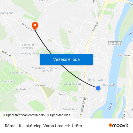 Római Úti Lakótelep, Varsa Utca to Üröm map