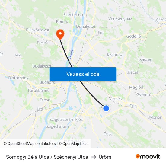 Somogyi Béla Utca / Széchenyi Utca to Üröm map