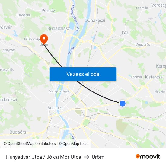 Hunyadvár Utca / Jókai Mór Utca to Üröm map