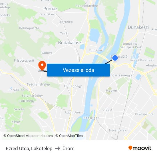 Ezred Utca, Lakótelep to Üröm map