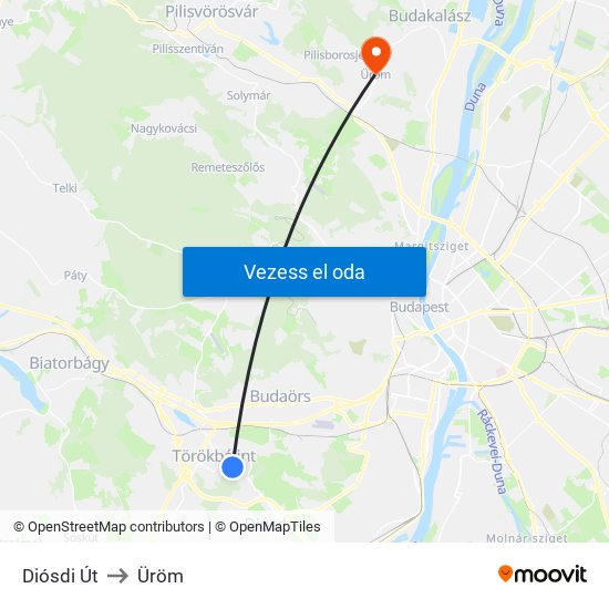 Diósdi Út to Üröm map