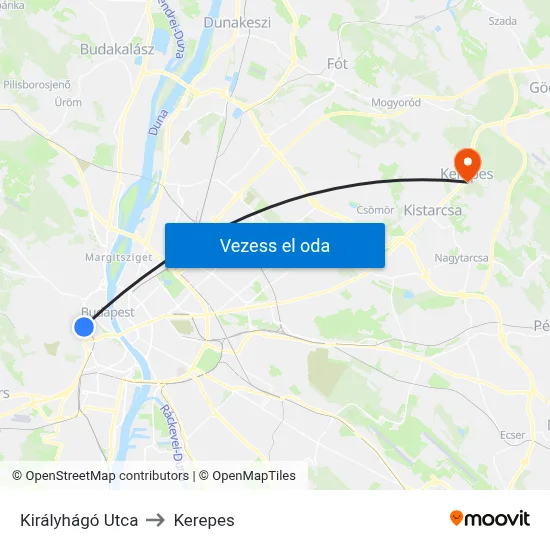 Királyhágó Utca to Kerepes map