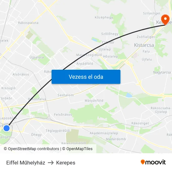 Eiffel Műhelyház to Kerepes map