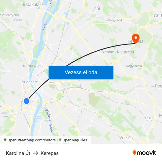 Karolina Út to Kerepes map