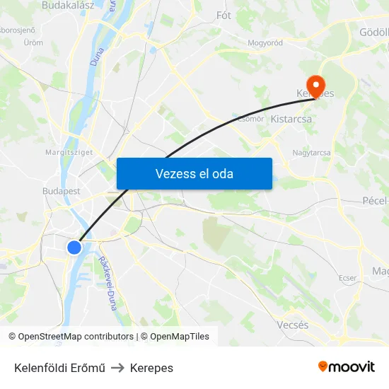 Kelenföldi Erőmű to Kerepes map