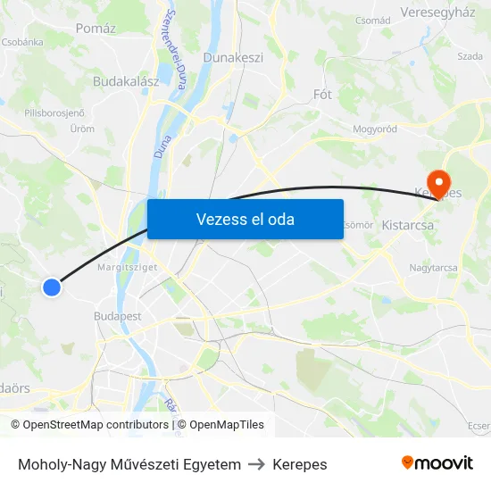 Moholy-Nagy Művészeti Egyetem to Kerepes map