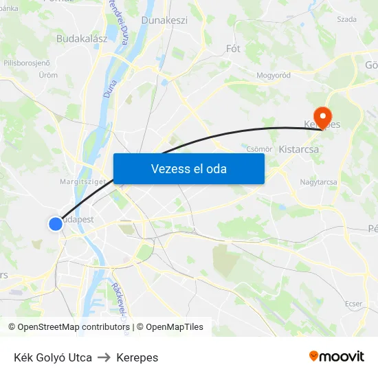 Kék Golyó Utca to Kerepes map