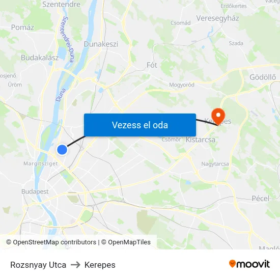 Rozsnyay Utca to Kerepes map